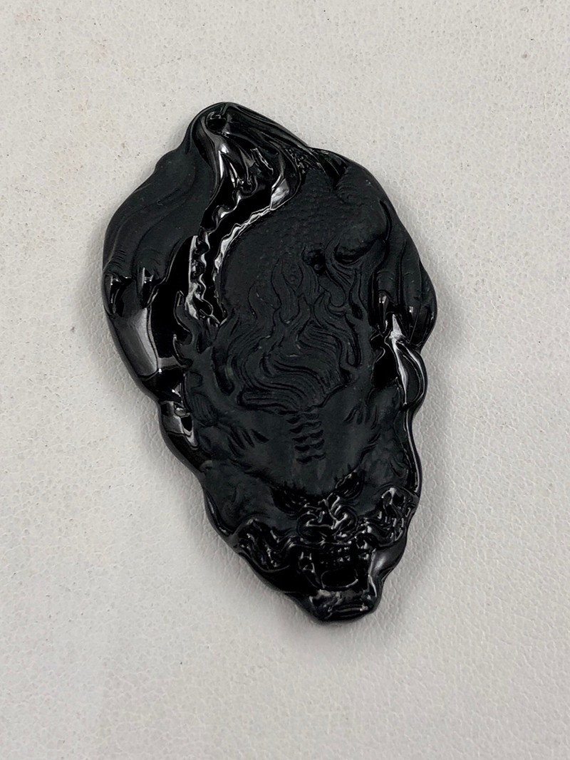 发源地老坑帝王绿底色墨翠龙头霸业吊坠手工雕刻翡翠玉佩玉石珠宝项链