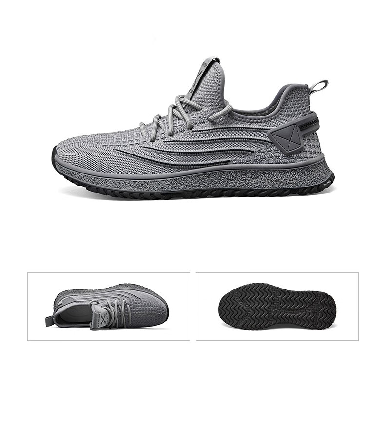 意尔康男鞋时尚休闲鞋椰子鞋2022夏季新款飞织网面透气系带阿甘鞋厚底