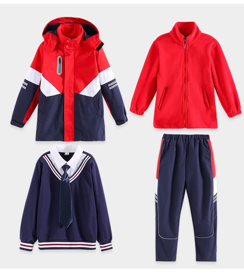小学生校服秋冬季套装新款入学冲锋衣班服英伦学院风幼儿园园服 绿色