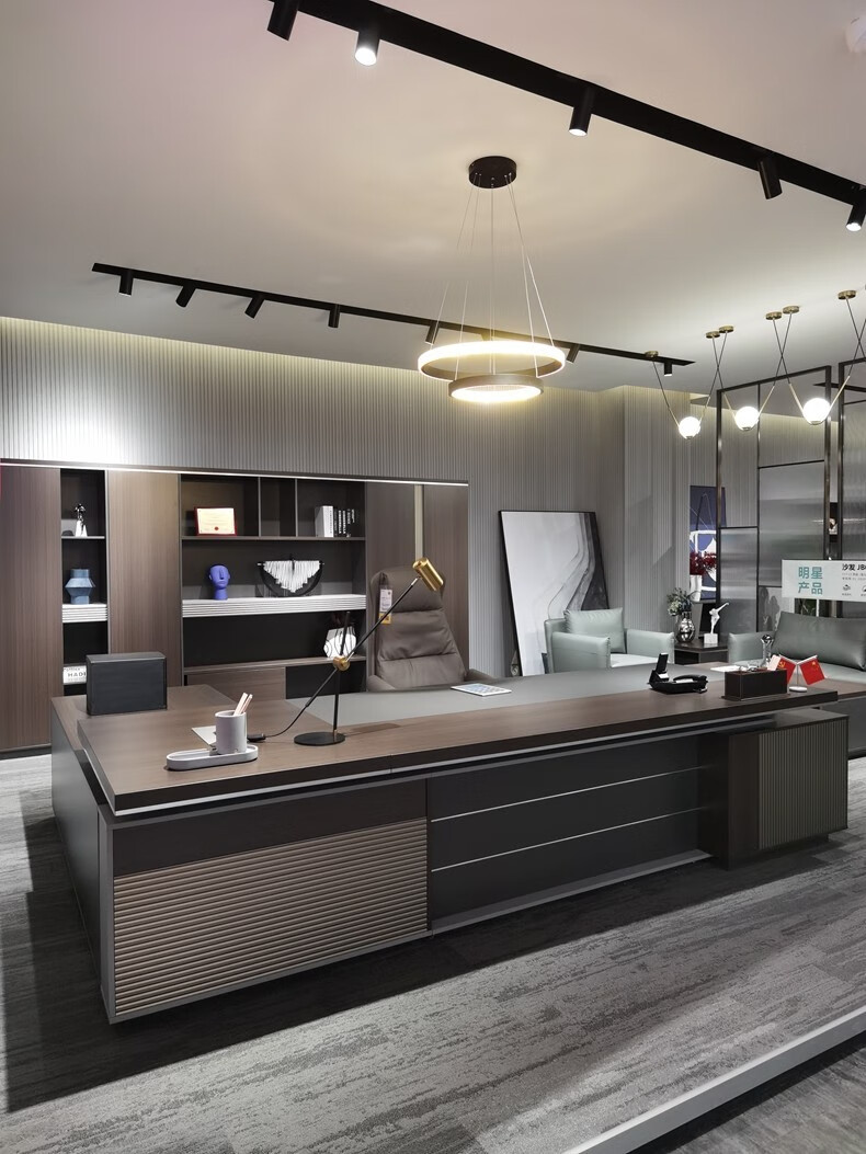 赫百森 老板桌办公桌椅套装 轻奢高档老板办公桌简约现代办公家具单人