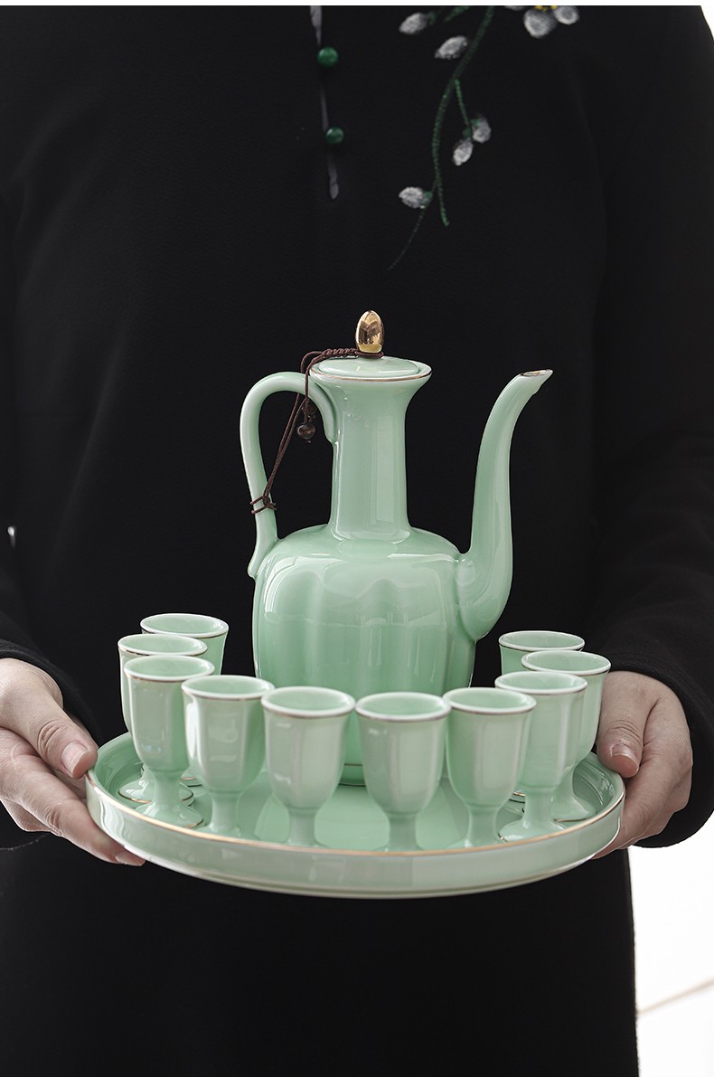 厨聚德 陶瓷酒具仿宋酒具黄酒白酒温酒具简约现代电加热烫酒壶套装