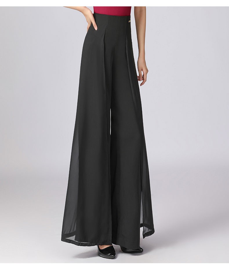 丹宝罗doubl丹宝罗跳舞阔腿裤夏季高腰舞蹈走秀跳广场舞垂感飘逸开叉