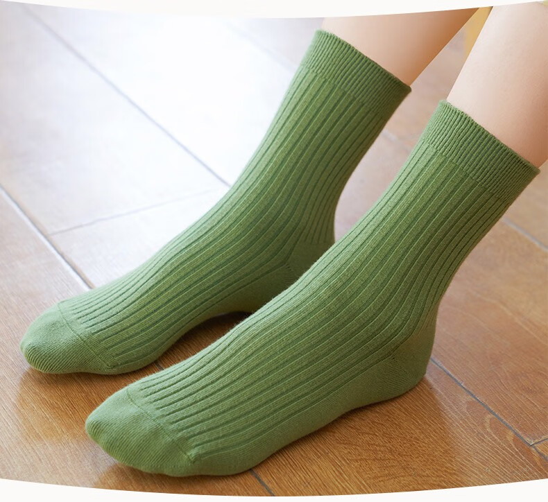 松山棉店罗纹袜子男女手工对目经典百搭弹力大情侣中筒袜 2*1罗纹