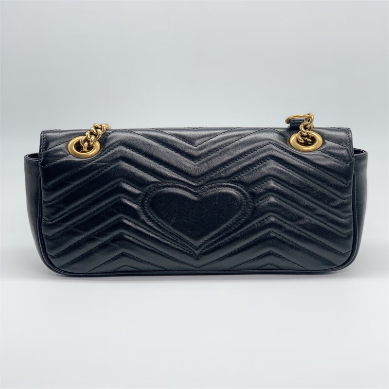 【二手95新】gucci古驰marmont系列黑色马尔蒙中号双g女士单肩斜挎包