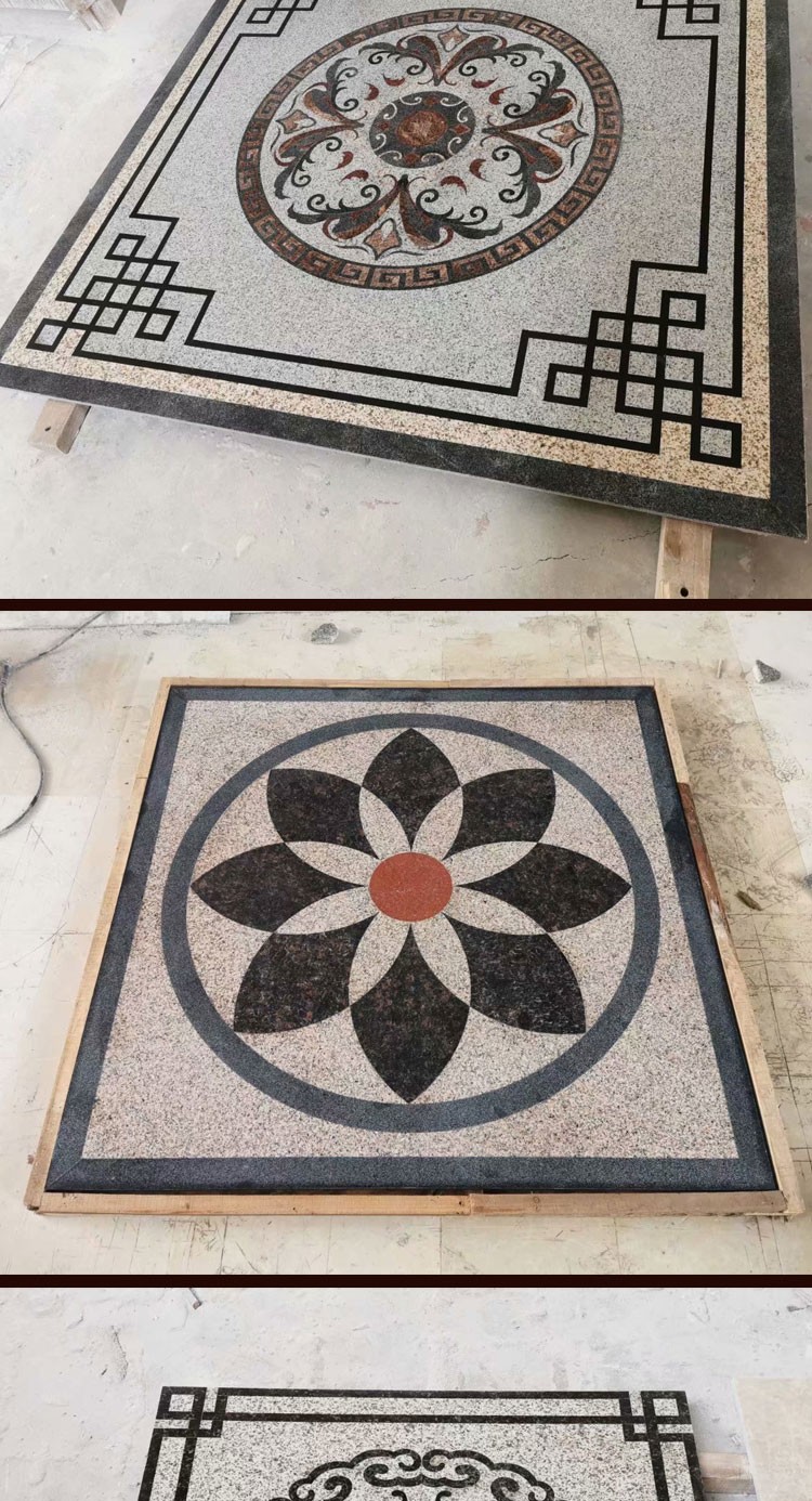 天然石材花岗岩水刀加工玄关进门过道餐厅客厅室外地面拼花一平方价格