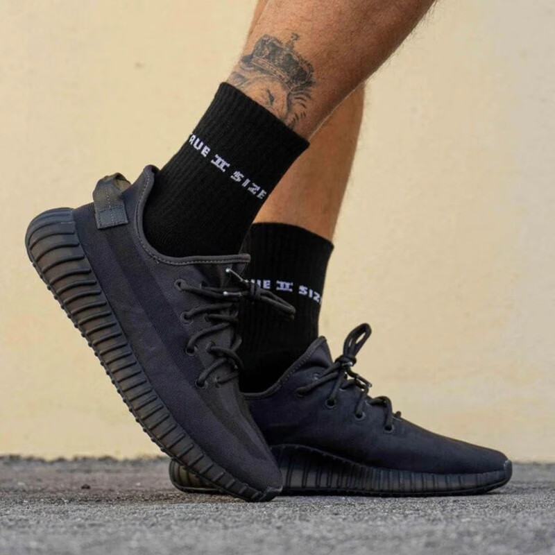 阿迪达斯(adidas)yeezy 椰子350黑天使纯黑跑步鞋男鞋女鞋低帮休闲鞋
