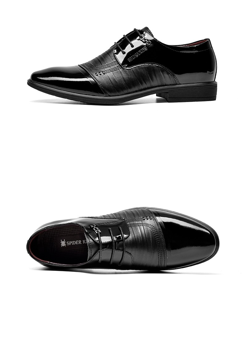 蜘蛛王皮鞋男鞋春季男士商务正装皮鞋潮流漆皮英伦婚礼鞋833805黑色39