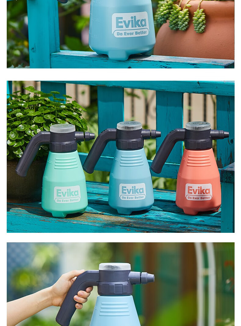 京伟 园艺浇花电动喷壶小型家用酒精消毒喷雾器锂电池喷水壶 2l 蓝色