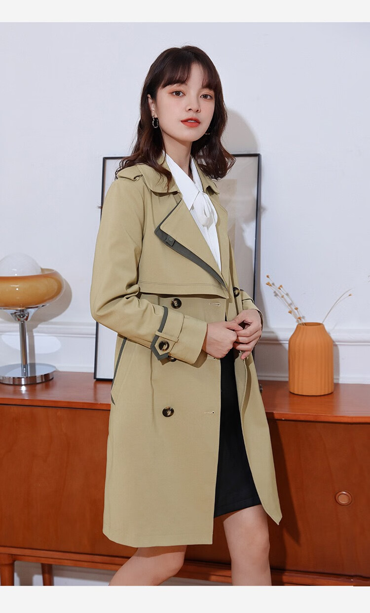 同款】朵以2022秋季新款撞色设计感气质个性时尚风衣外套女37tq726001