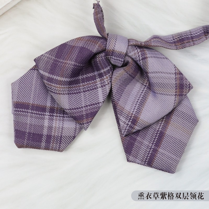 jk领结日系韩版女领花双层学院风飘带免打蝴蝶结毕业照领带水手服 紫