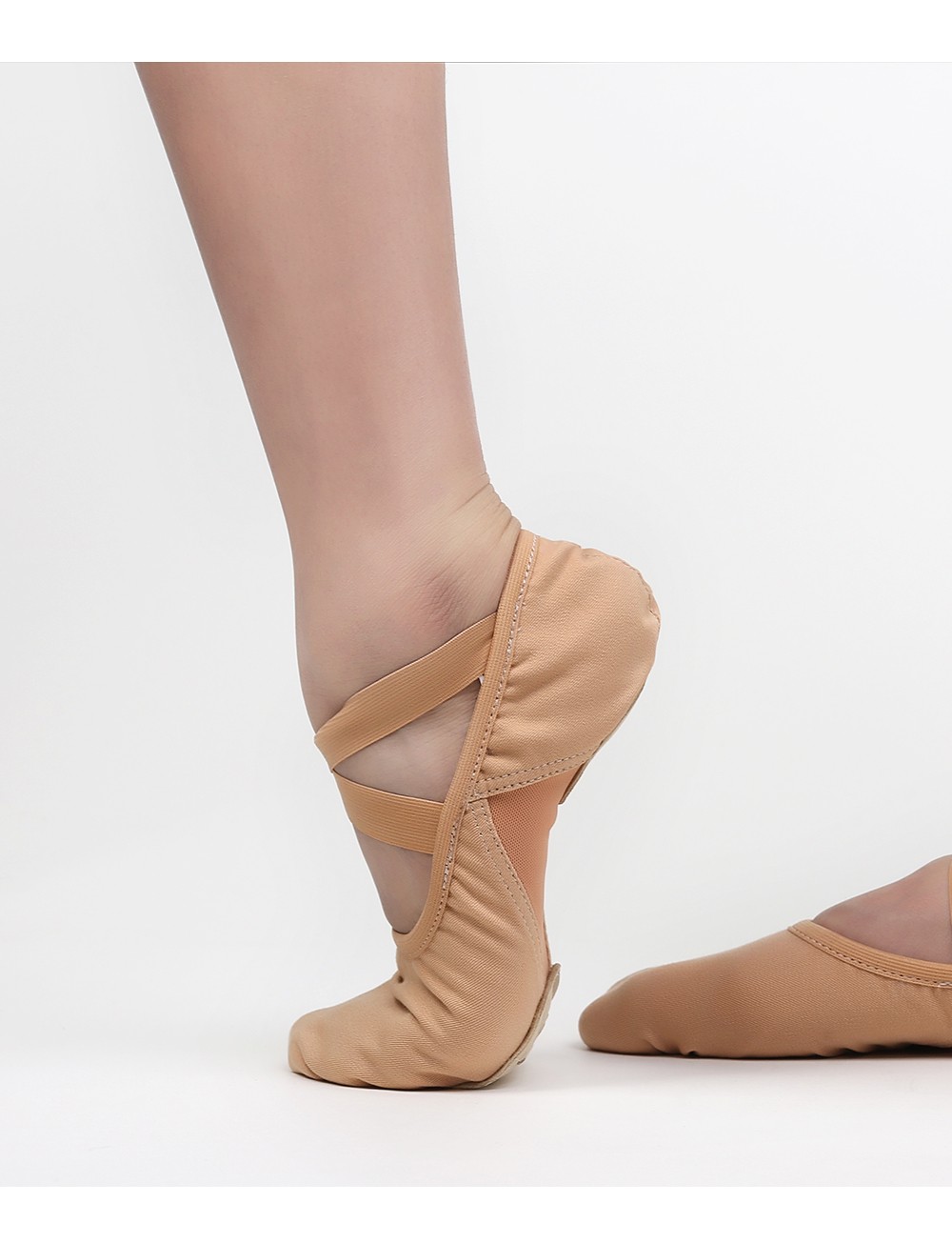 小茉莉全弹力布免系带舞蹈鞋女软底练功鞋成人猫爪鞋形体芭蕾舞鞋粉色