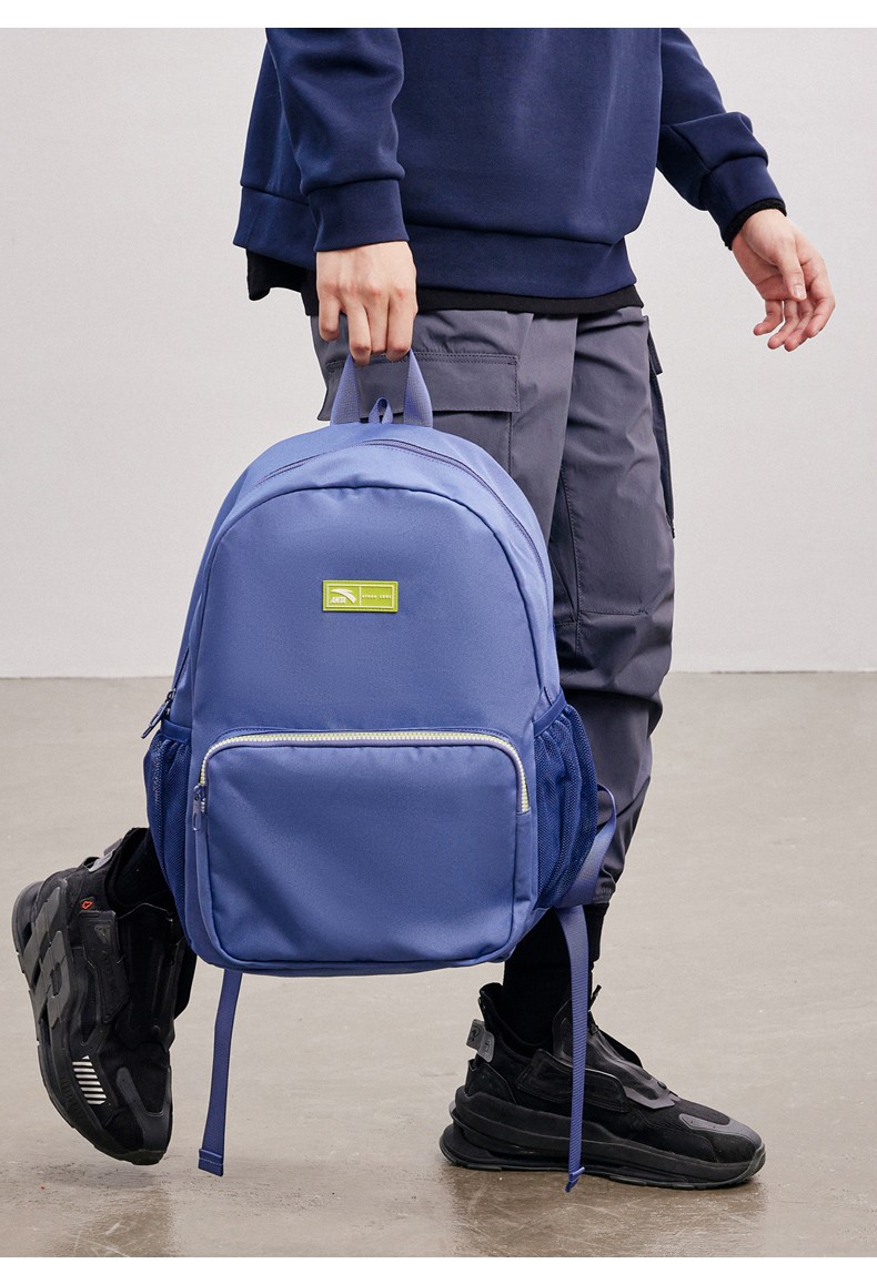 安踏双肩包生活系列男女同款电脑包高中大学生书包双肩背包 炫目蓝 s