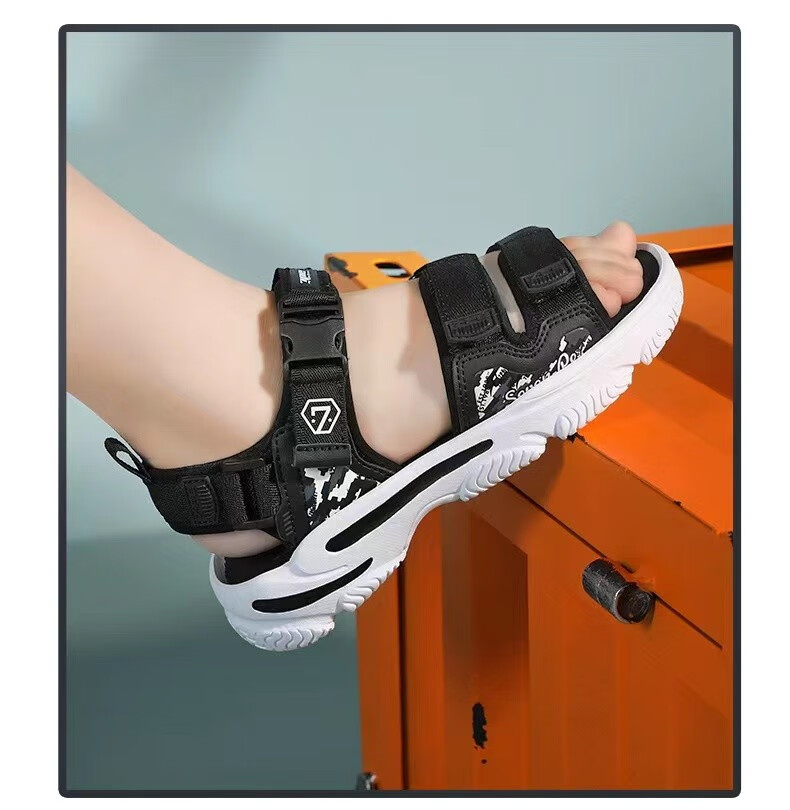 七波辉男童凉鞋2022夏季新款中大童透气软底沙滩鞋轻便露趾防滑儿童