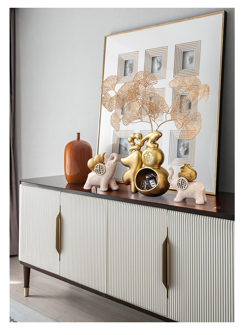 沃雅蒂 新中式玄关柜葫芦摆件高档入户鞋柜钥匙收纳盒客厅家居酒柜