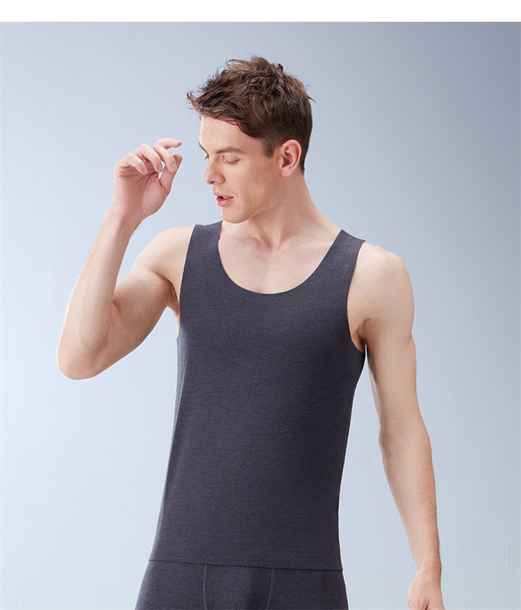 伊维斯中厚圆领保暖内衣男自由裁打底背心男式无痕舒适抗菌上衣080