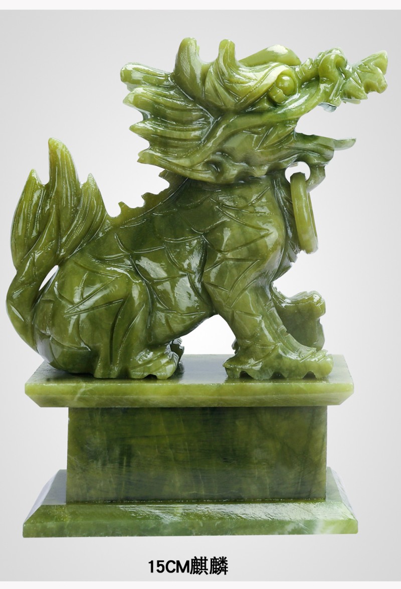 枫岚情岫玉麒麟一对大号天然玉石玉雕风水家居客厅摆件送礼高档礼品21