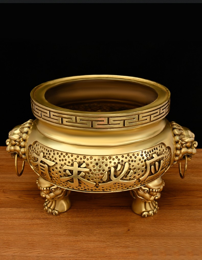 龙美佳纯铜三足香炉有求必应香炉特大号中式家居客厅摆放寺庙供奉香炉