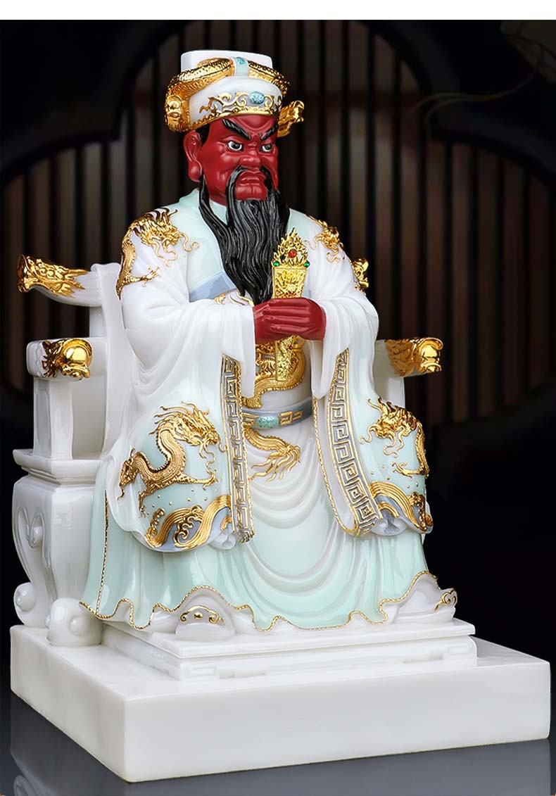 卓正广济龙王菩萨佛像汉白玉描金彩绘龙王五台山龙五爷神像摆件居家佛