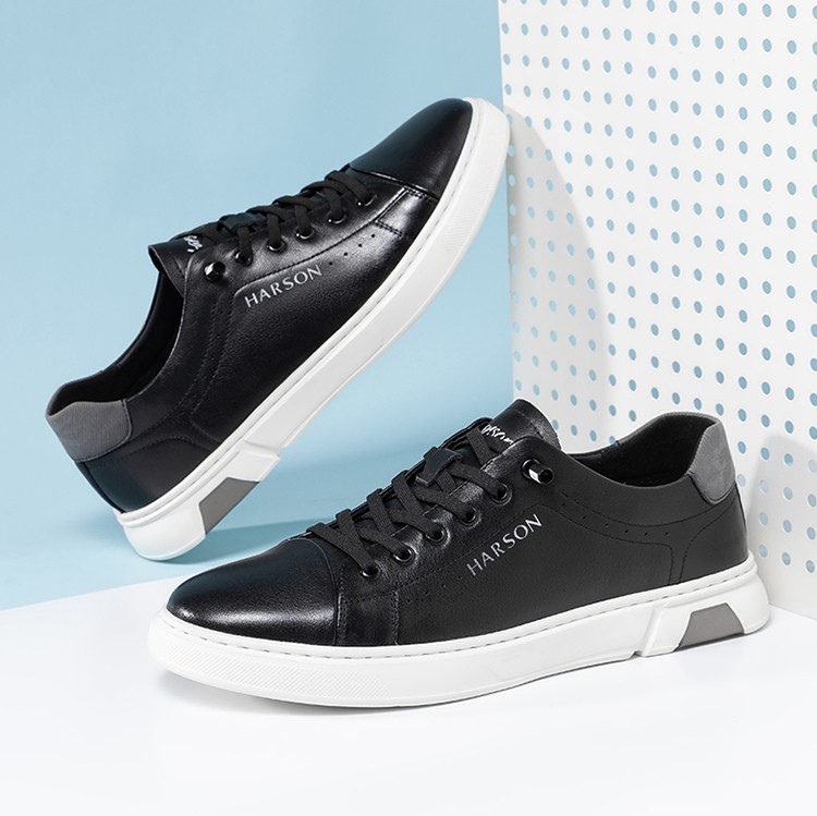 harson哈森男鞋男士板鞋夏季百搭款休闲鞋低帮轻便牛皮平底鞋男 白色