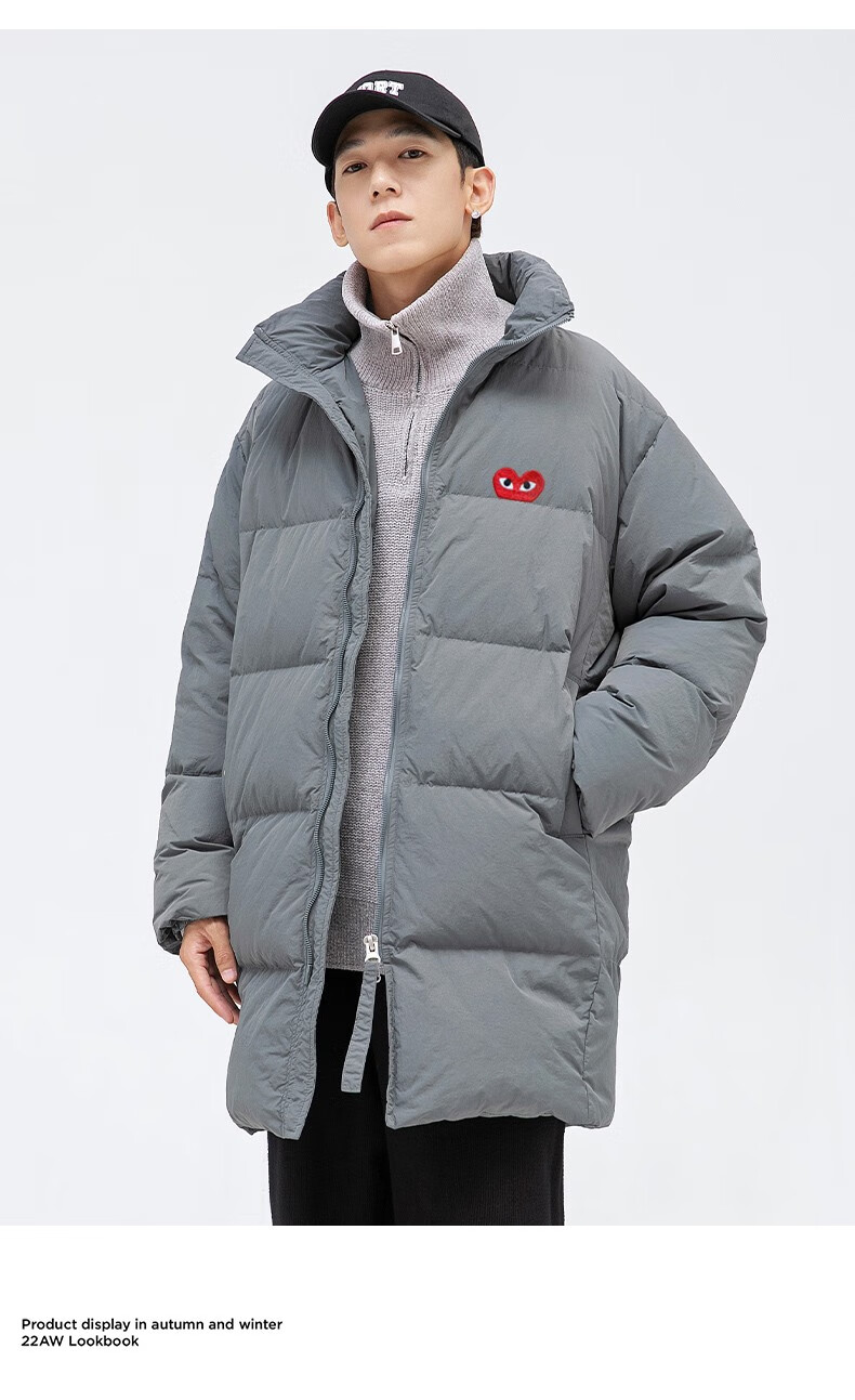 cdgplay2022秋冬新款轻奢潮牌羽绒服情侣款外套中长款羽绒服情侣款