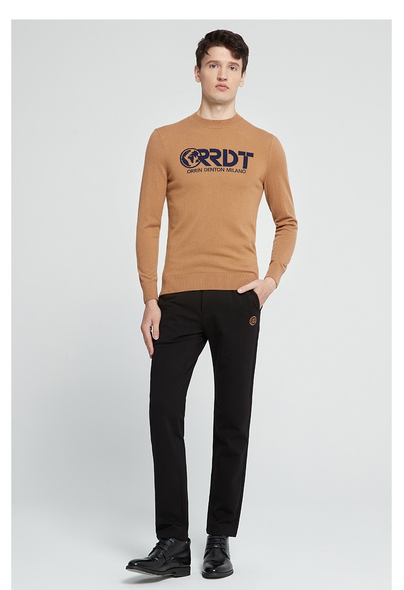 澳林丹顿(orrdt)圆领羊毛衫 奢侈品男装秋冬 字母logo提花刺绣男士百