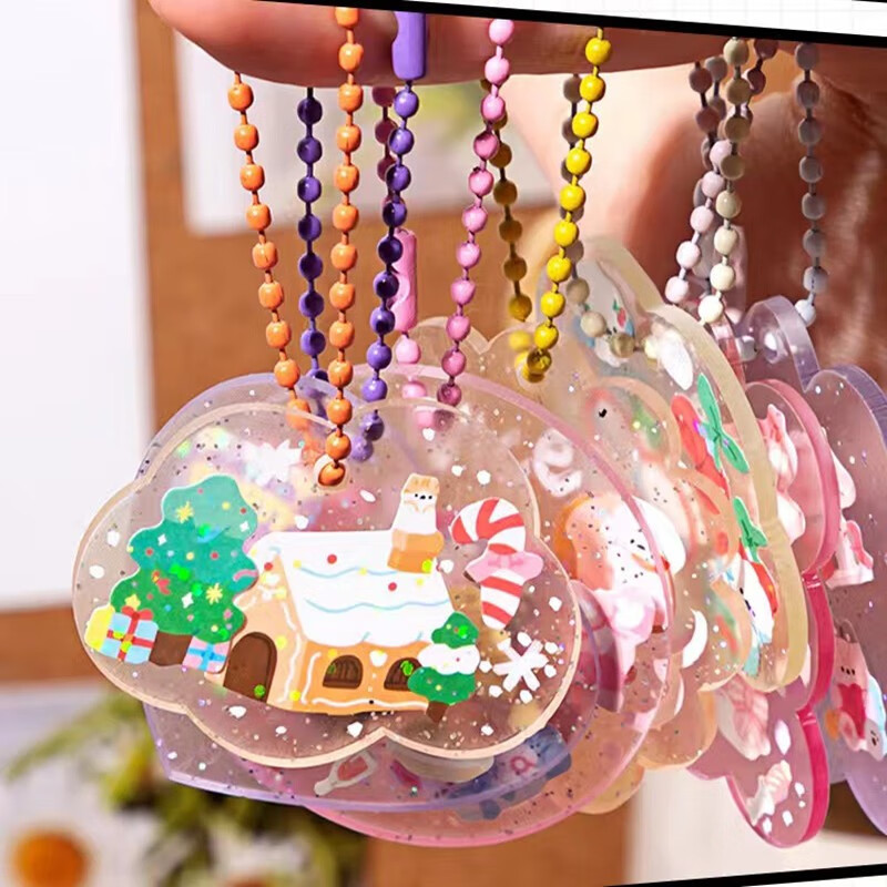 神孩子咕盘透明闪粉渐变亚克力钥匙扣女孩diy手工制作挂件手帐咕咔