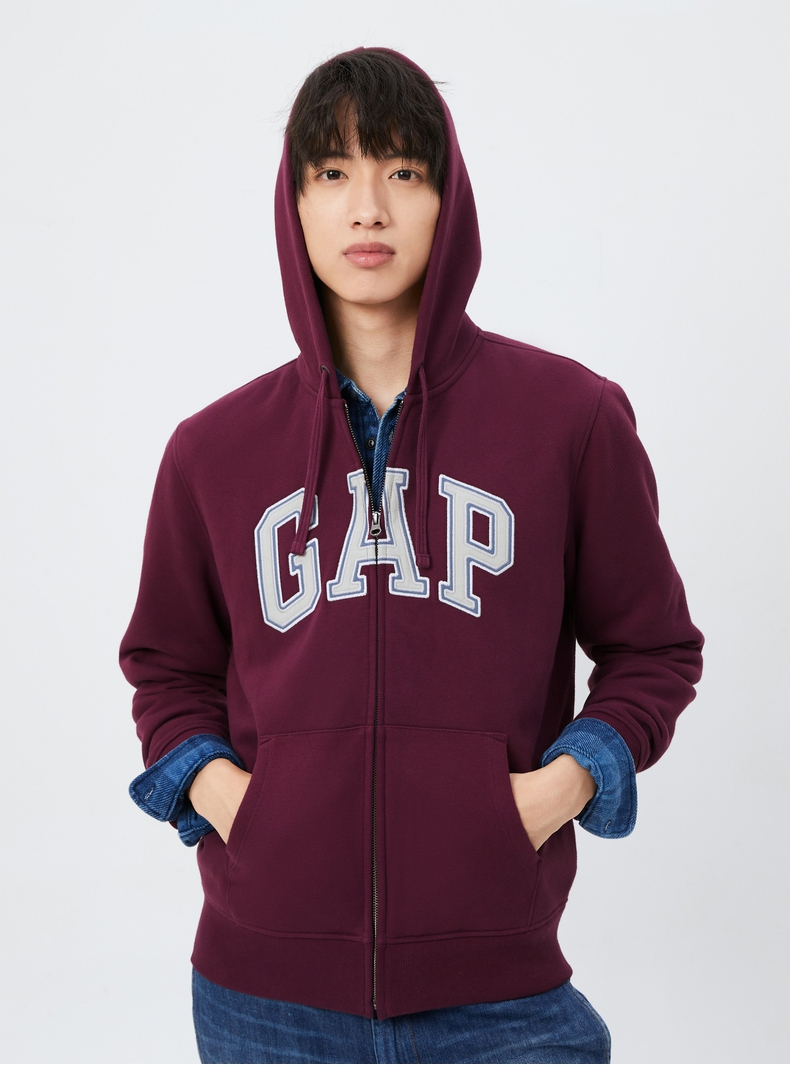 gap 男女装冬季2022新款易穿搭logo碳素软磨抓绒卫衣461135情侣连帽衫