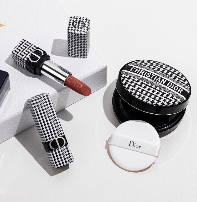 dior迪奥千鸟格纹口红2022年新风貌限定限量版黑白格子唇膏520情人节