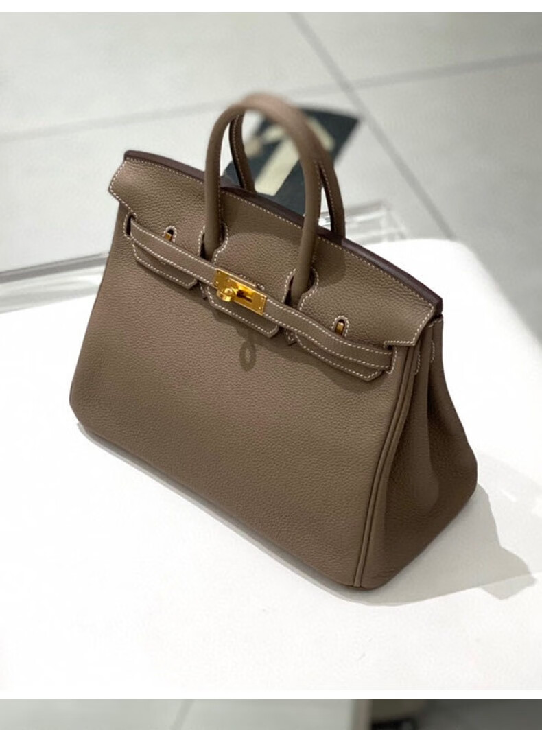 【二手95新】爱马仕birkin25大象灰 金扣d刻togo皮【图片 价格 品牌