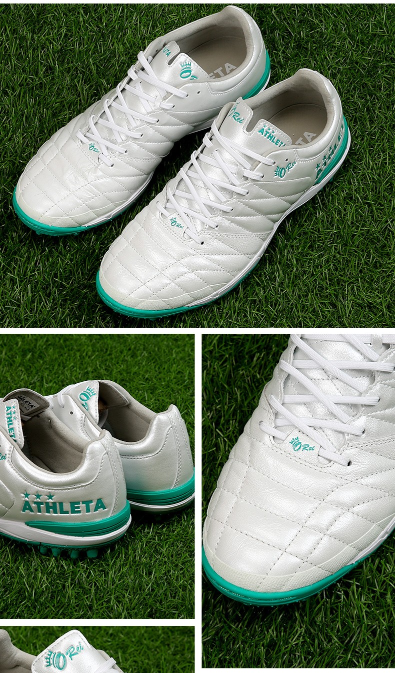 athleta阿仕利塔足球鞋袋鼠皮tf碎钉mg宽脚人造草比赛训练球鞋男 黑色