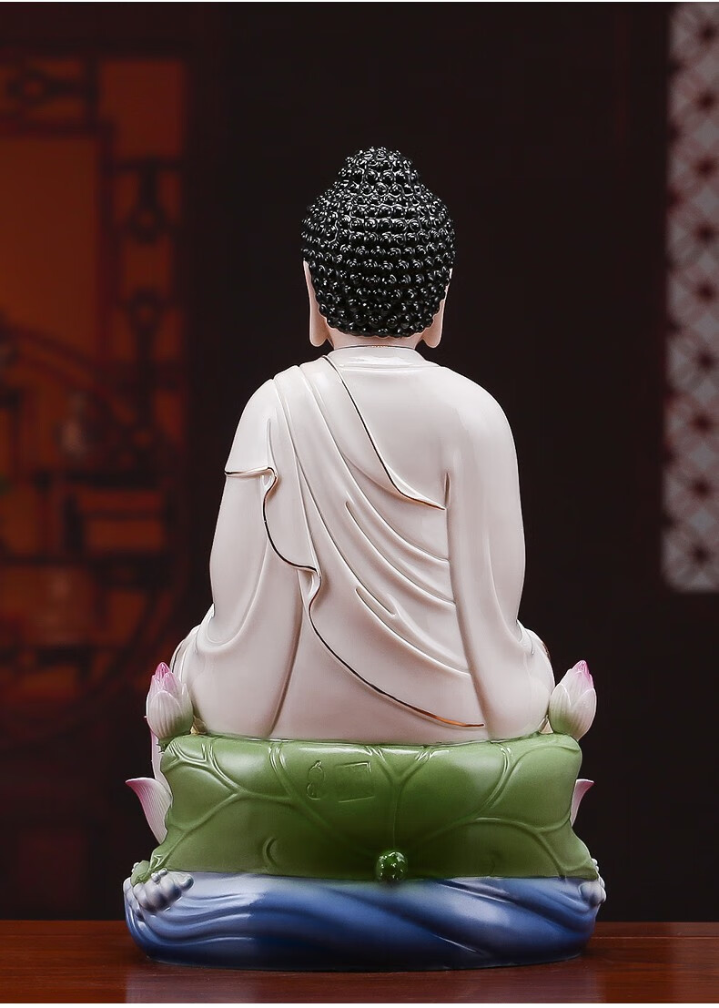 造趣zaoqu如来佛坐莲释迦牟尼佛供奉佛像佛教陶瓷摆件16寸白瓷