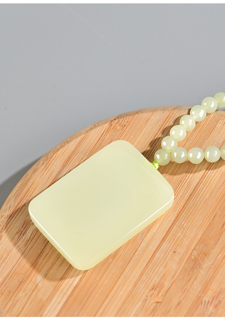 星星草 田玉黄口料平安无事牌吊坠男士玉佩女款玉石项链挂件自戴 送礼