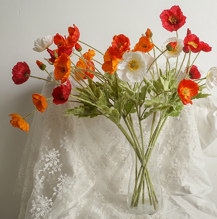 晴画ins风虞美人仿真花假花塑料花束diy材料桌面装饰摆件餐桌插花瓶
