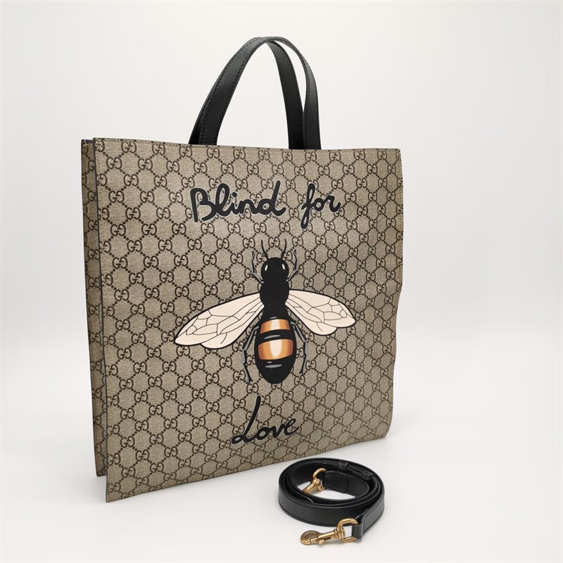 【二手95新】gucci古驰小蜜蜂帆布托特包手提斜挎包【图片 价格 品牌