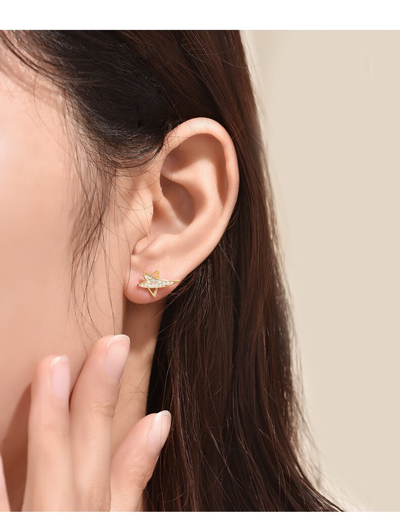 迪后轻奢品牌金星星耳钉女生ins简约气质金耳环耳饰2022年新款潮送