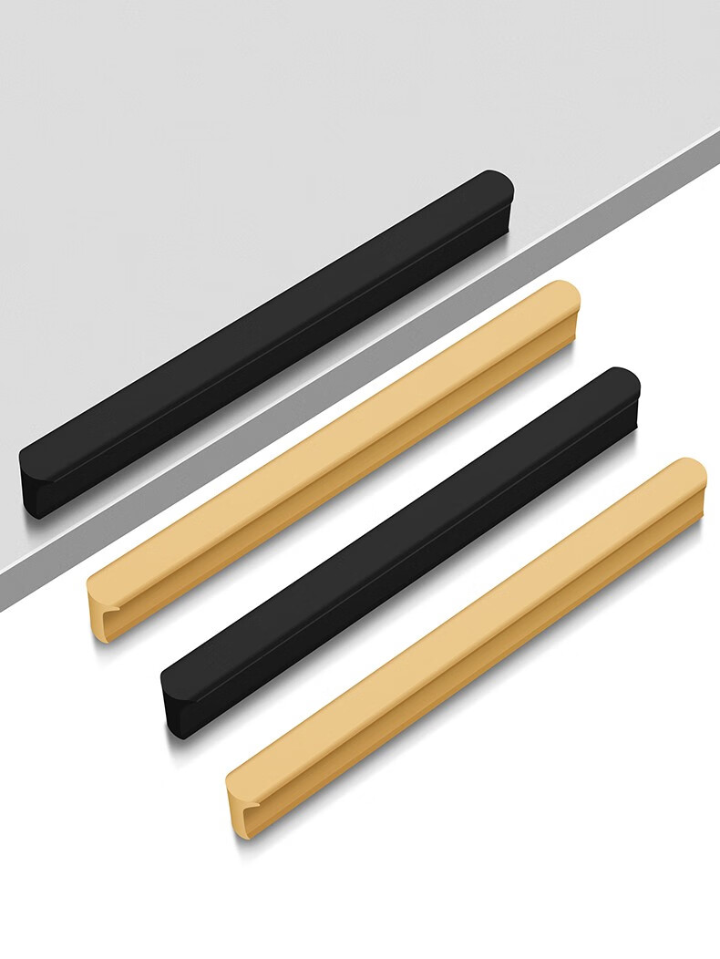 柜子橱柜抽屉金色榻榻米鞋柜明装铝合金t型拉手80mm圆头t型拉手哑黑