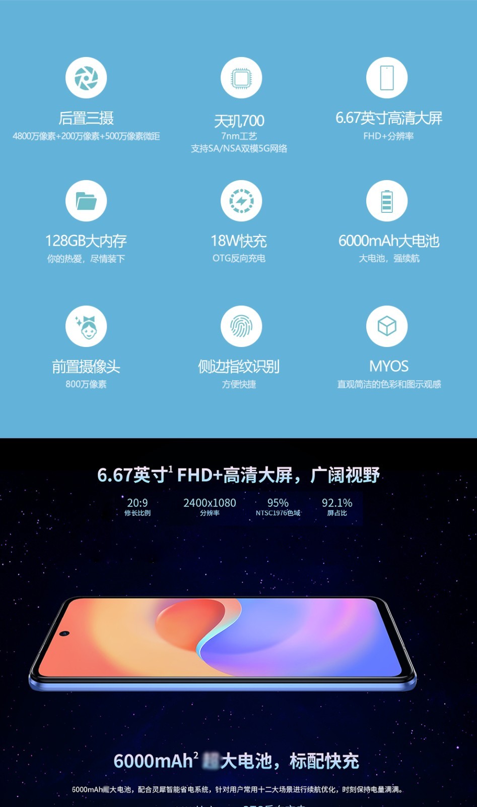 中兴ztes30se5g手机4800万三摄6000mah大电池老年机学生机星河秘境6gb