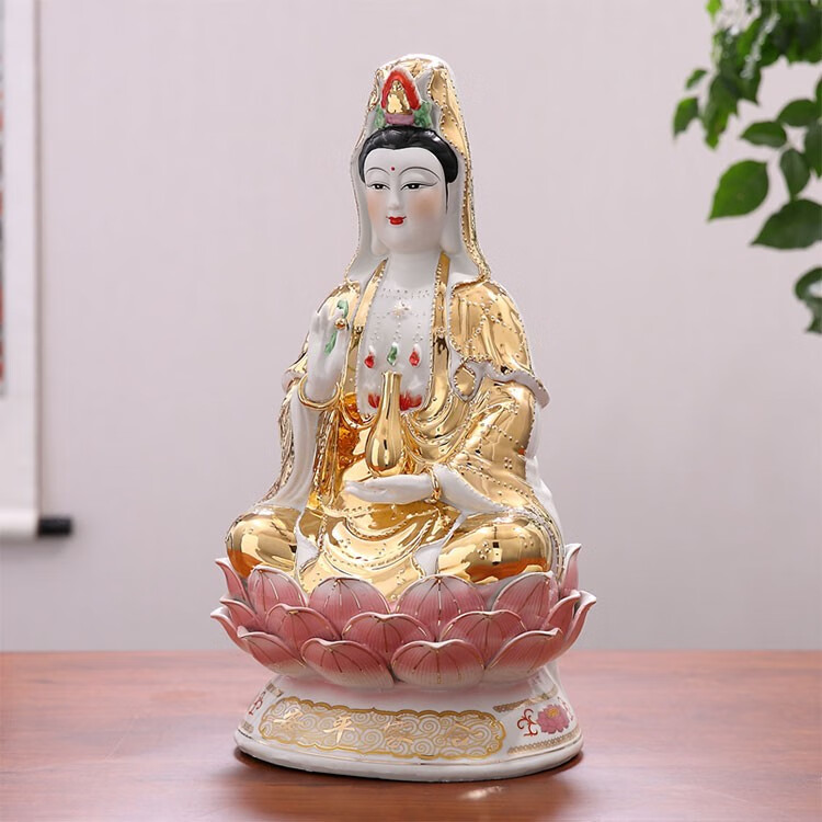 陶瓷万珠金身大慈大悲观世音菩萨神像家用客厅办公室祈福供奉观音菩萨