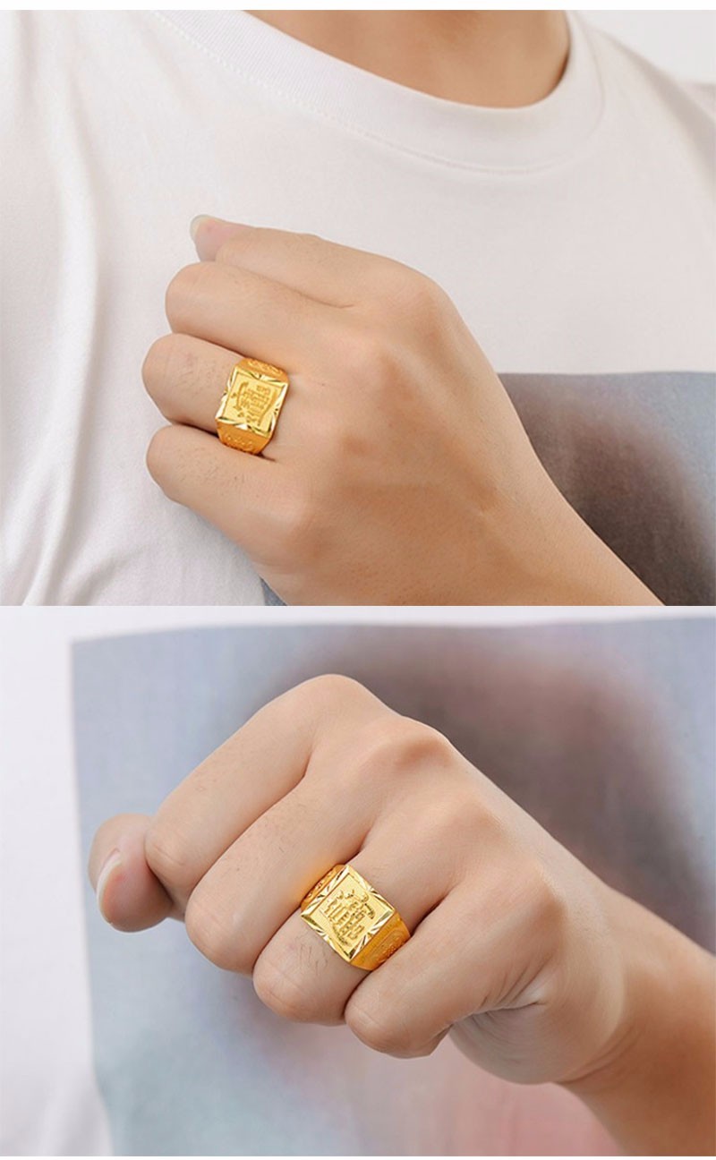 金善妮 男士黄金戒指男999足金招财进宝男士戒指 四方男戒金指环老板