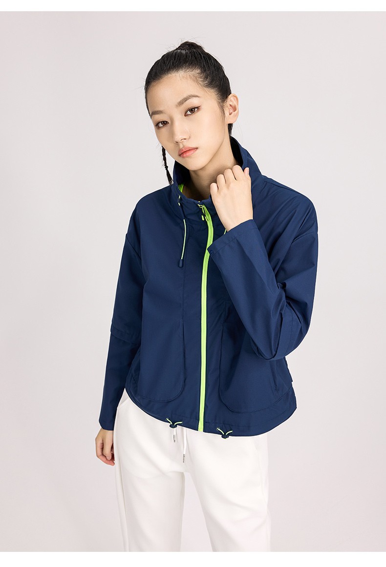 unita安踏运动外套女装2021新款立领开衫梭织薄1深藏蓝m165