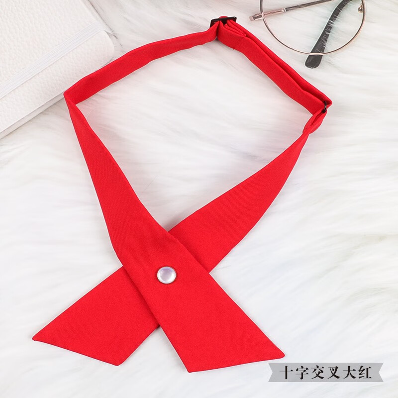 十字交叉蝴蝶结领结领花衬衫校服女生男式学生十字交叉墨绿领结