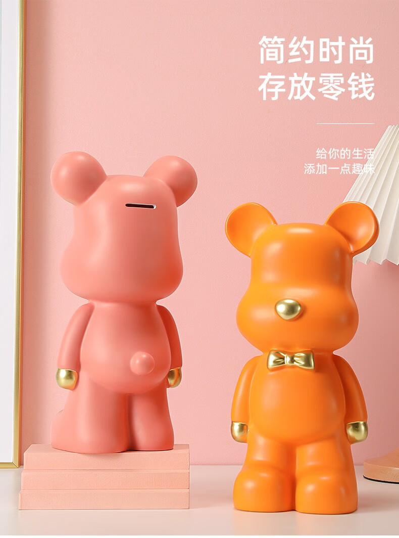 智扣(zhikou) 存钱罐暴力熊大摆件手工上色树脂储蓄罐乔迁客厅装饰品