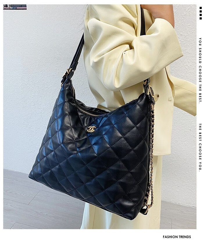 欧伦普奢侈品牌包包女包2022秋冬新款hobo小香风流浪包菱格链条女包单