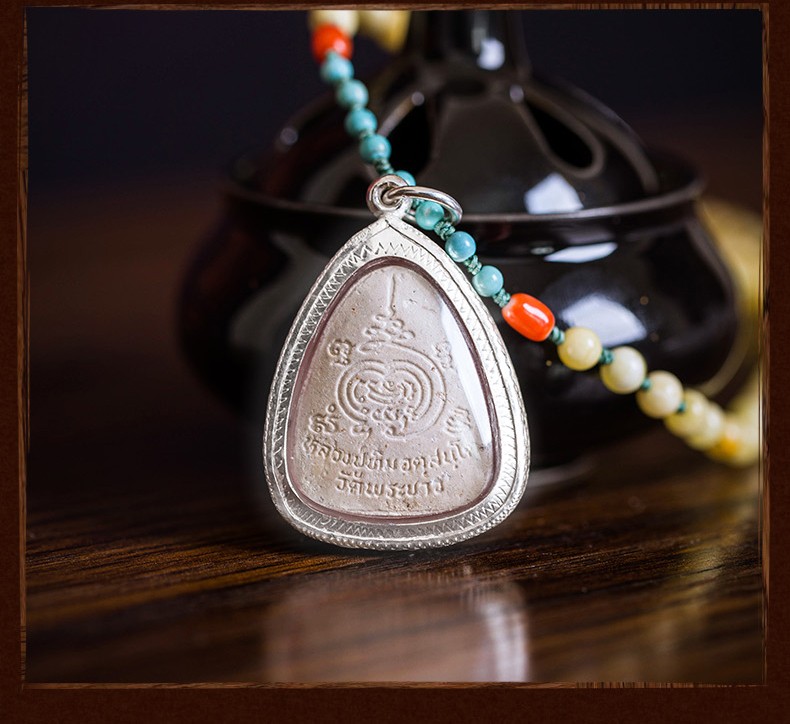 蓝棠泰国佛牌项链正牌龙婆添白色掩面必打吊坠佛牌链子挂绳挂链