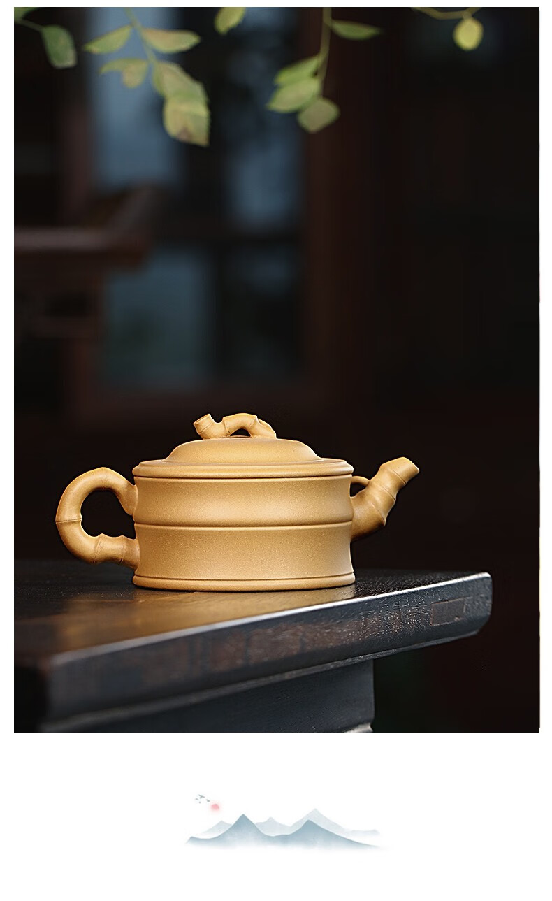 紫砂壶真品全手工 家藏本山段泥茶壶 一品竹段 紫泥【图片 价格 品牌