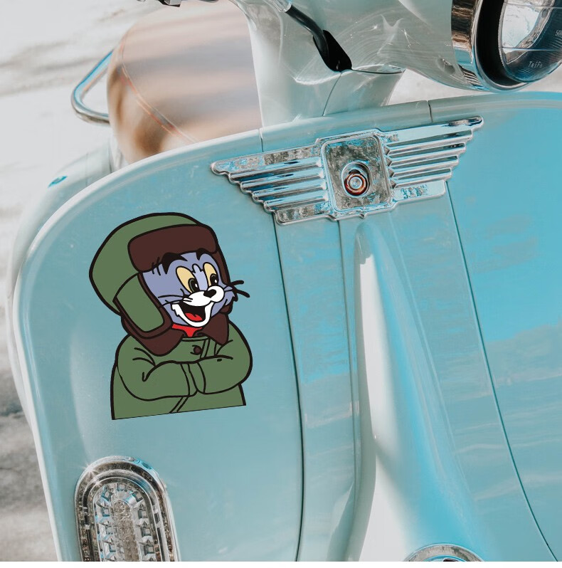 润华年 汽车贴纸东北风猫和老鼠创意个性汤姆卡通搞笑摩托电动车身