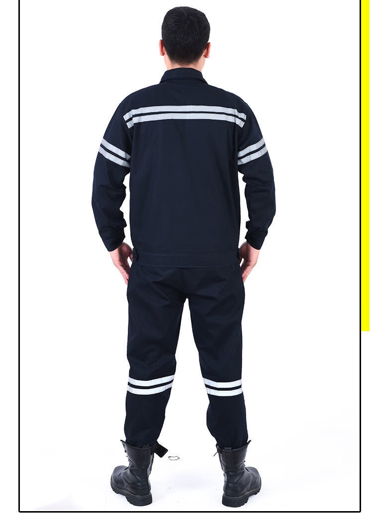 煤矿工作服套装棉质工人耐磨耐脏反光条工装井下矿工劳保用品 深蓝色