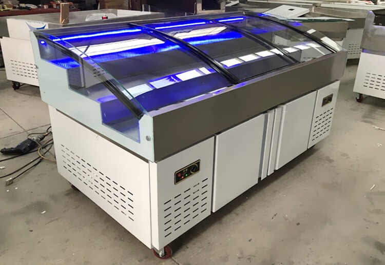 海鲜冰台商用不锈钢冰鲜台超市饭店冷冻展示柜卧式点菜柜保鲜柜 s