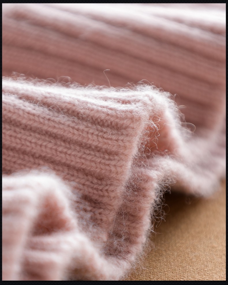 戈林斯丹2021秋冬新品女时尚抽条加厚保暖纯羊绒套衫 qmz420 红鸢色