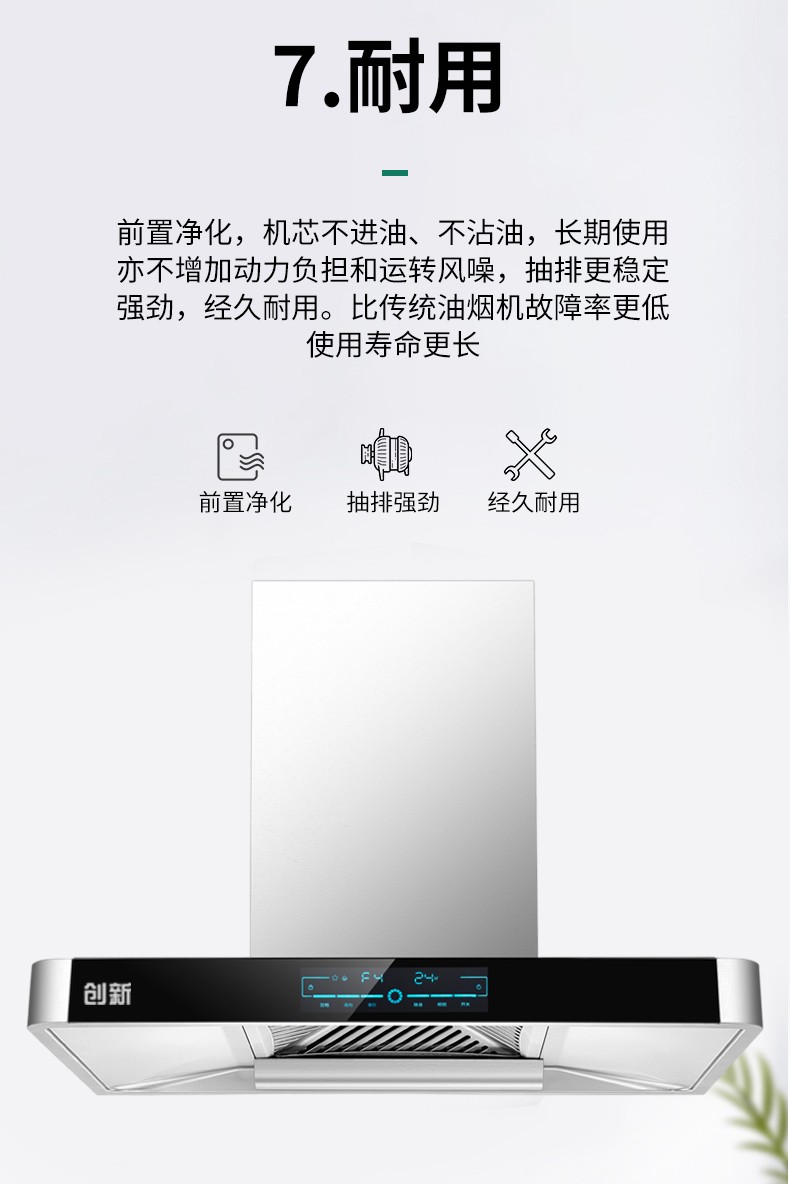 创新(美丽卡)欧式家用 净 抽2合1 终身免拆洗 可直排 节能环保 油烟